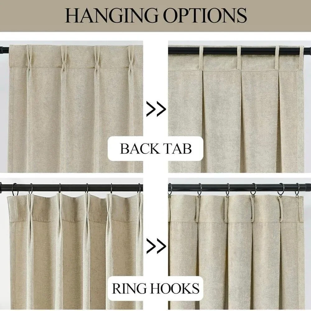 Vision Home Pinch Pleated Light Filtering Curtains Velvet Chenille Window Curtai